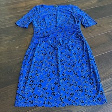 Ralph Lauren Euc 14 Women’s Blue Black Floral Dress 