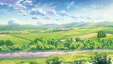 Anime landscape field sky plants Playmat Gaming Mat Desk