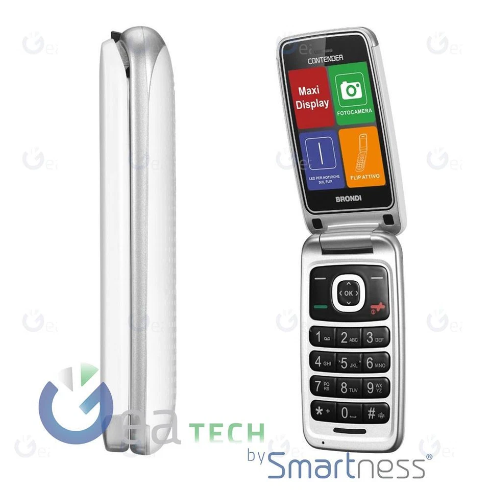 BRONDI CONTENDER TELEFONO CELLULARE DISPLAY 3" DUAL SIM FLIP ATTIVO | BIANCO - Immagine 3 di 3