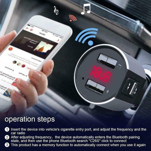 Wireless Bluetooth Car Kit FM Transmitter Radio MP3 Charger Player L8S5 N8X6 - Afbeelding 3 van 12