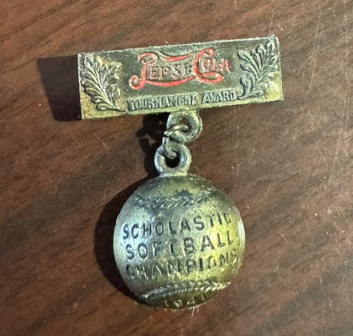 1941 Vintage Pepsi Cola Brass Pin Scholastic Softball Champ 1.25” SHIP4FREE2US! - Picture 13 of 13