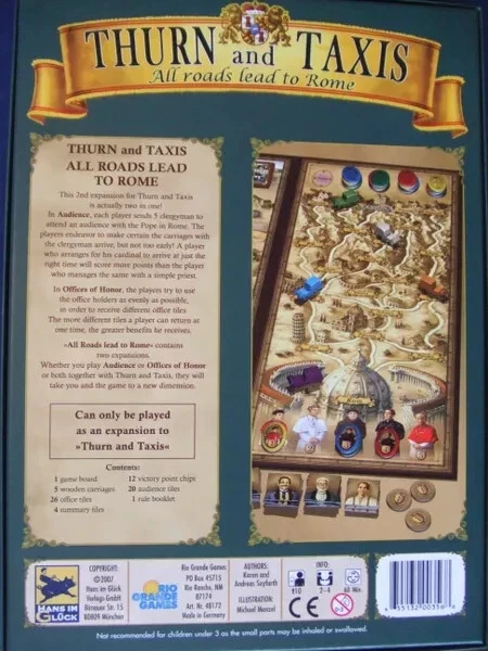 Thurn and Taxis: All Roads Lead to Rome Board Game Expansion Rio Grande 2006 New - Image 2 of 2