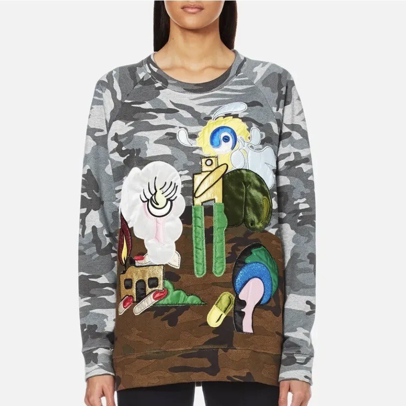 MARC JACOBS x Julie Verhoeven Camo Appliqué Sweatshirt Sz M Graphic Cotton