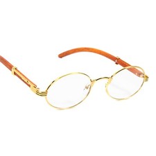 Men's Vintage Round Clear Tint Gold Frame Circle Shades Hip Hop Retro Glasses