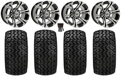 GTW Specter 12'' Golf Cart Wheels Machined 23'' Sierra Tires E-Z-GO & Club Car