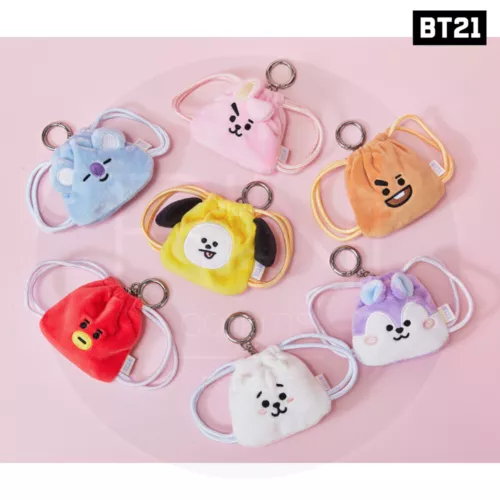BTS BT21 Official Authentic Goods BIG & TINY String Backpack Keyring + Tracking#