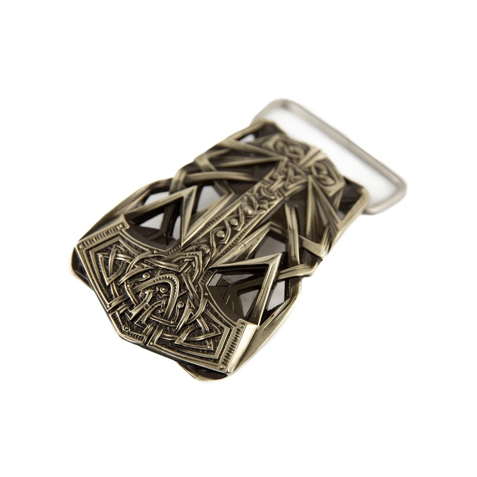 Thor's Hammer Hebilla de Plata Alemana, Antiguo Nórdico Escandinavo Mjolnir Hebilla de Cinturón Foto 3 de 4