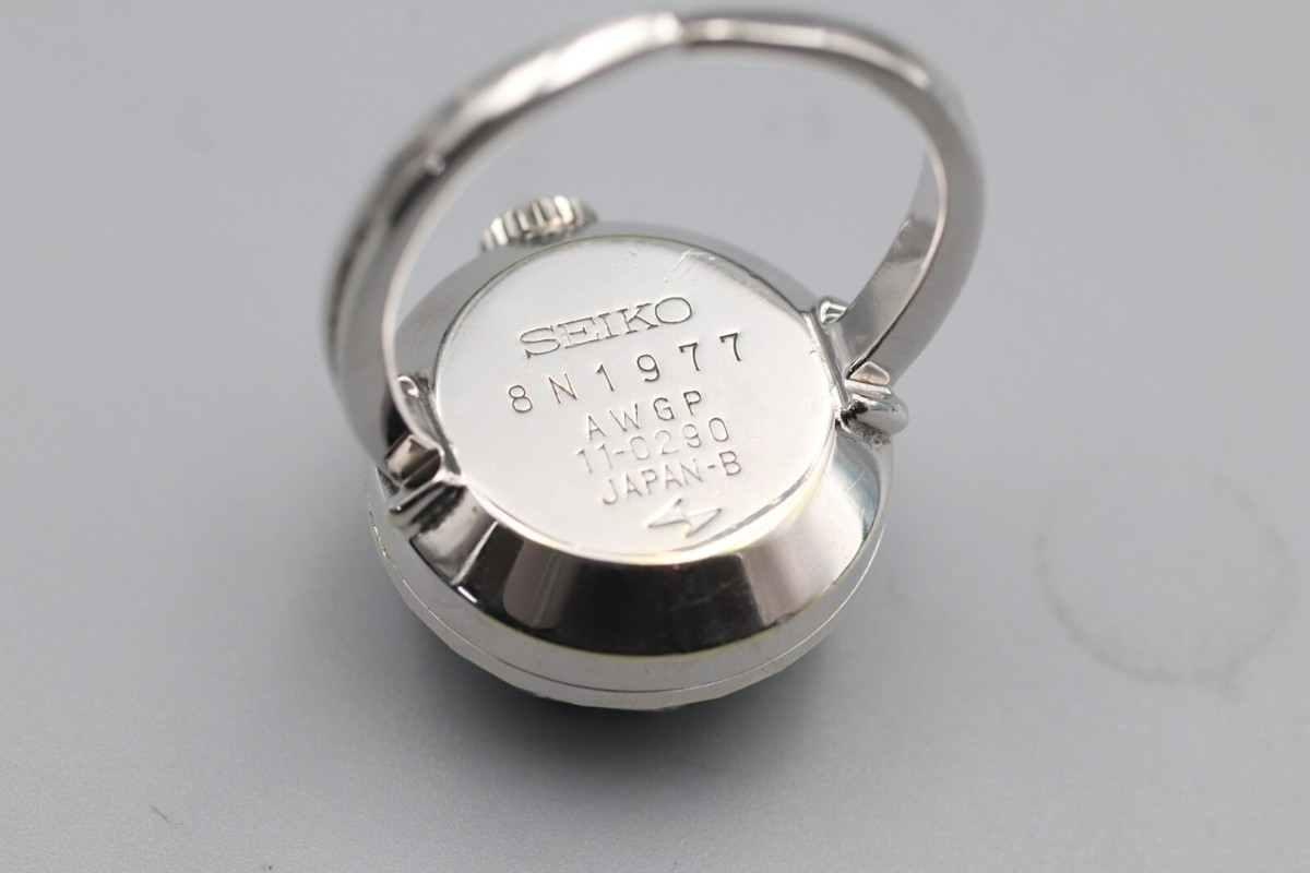 NEAR MINT] SEIKO Vintage Ring Watch 11-0290 Blue 17 Jewels