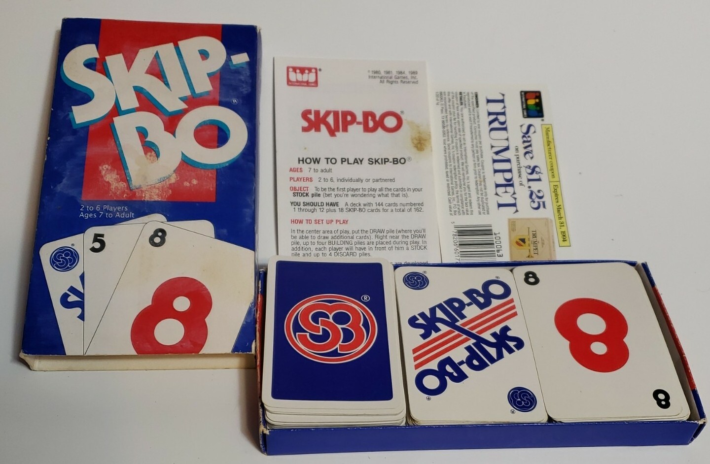 SKIP-BO 1989 MAKERS OF UNO FAMILY FUN CARD GAME COMPLETE VINTAGE BOX (d4) |  eBay