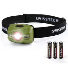 Swiss+Tech 300 Lumens LED Headlamp Flashlight Head Lamp Red Storbe Light 3 Modes