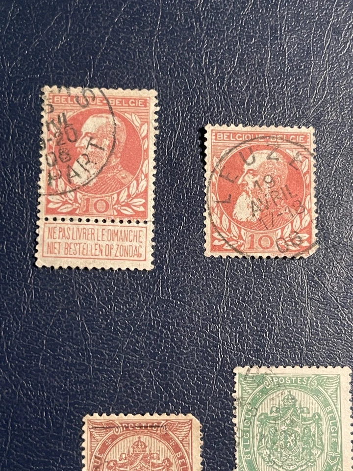 1905-1907 BELGIUM USED  7 LH STAMPS, F-VF Condition, See Photos - Image 2 of 4