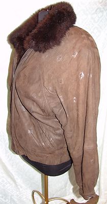 Manteau Cuir Femme Mademoiselle Fourrures Doublure Opossum - Taille L, Occasion Très Bon état
