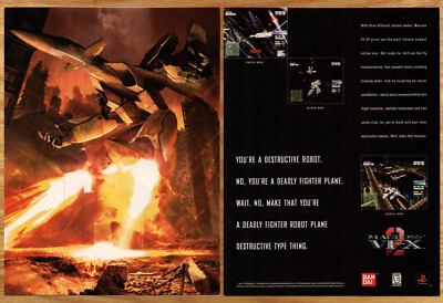 Macross VFX 2 Bandai PS Anime - 2 Page Game Print Ad Poster Promo Art 1999