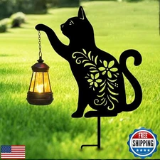 Afirst Solar Outdoor Garden Stake Solar Cat Decorative Stake Light with Lante
