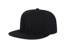 Black on Black NY New York  Baseball Cap Embroidered Snapback Flat Hip Hop Men
