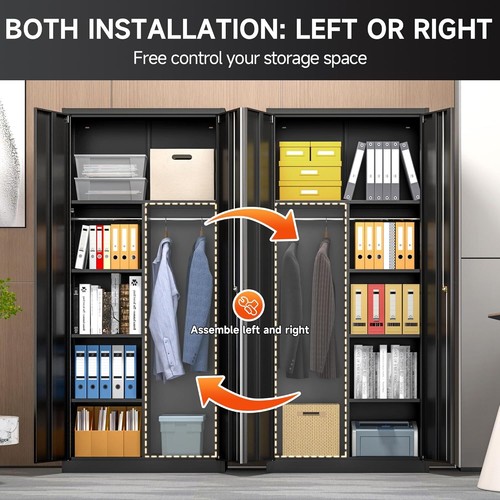 Armoire Wardrobe Closet Storage Cabinet with Shelves & Hanging Rail Closet Black - Picture 5 of 15