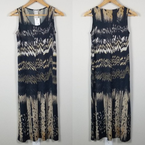 Issey Miyake Vintage Geometric Static Print Tank Rayon Blend Midi Dress Size 3 - Picture 8 of 15