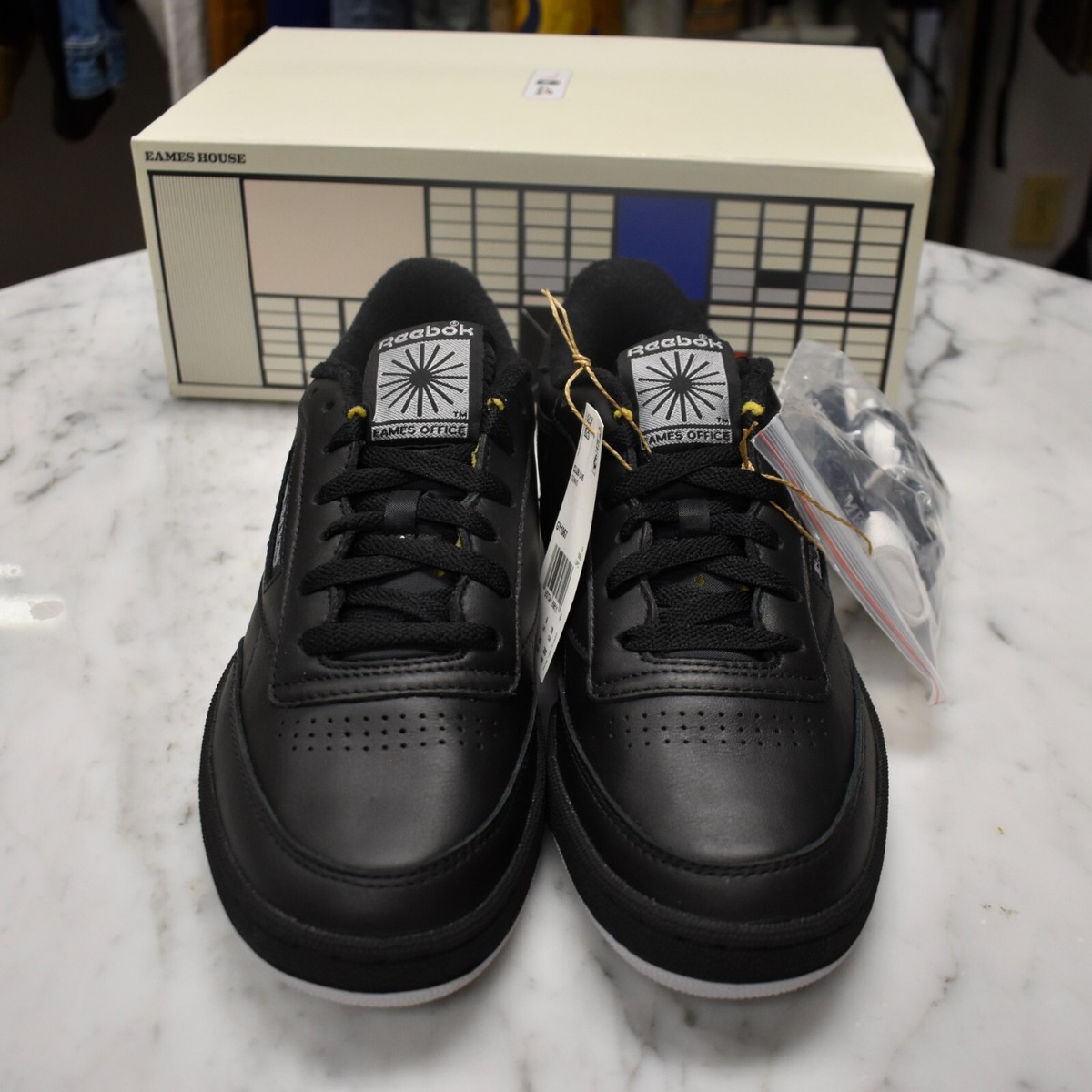 Reebok EAMES House Club C 85 Black Leather Sneaker Classic Men\'s Size 10 New NWT Reebok EAMES House Club C 85 Black Leather Mens Sneaker  main image 2