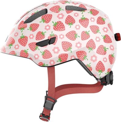  SALE ABUS Kinderhelm Smiley - Fahrradhelm mit Licht - tiefe Passform 45-50 cm