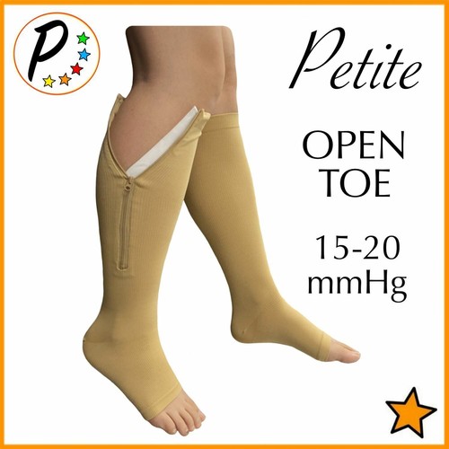🟠 Presadee Petite Open Toe 15-20 mmHg Moderate Zipper Compression Leg Socks - Picture 7 of 11