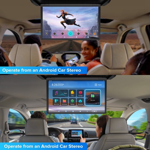 17.3" Large Screen Android Car Ceiling Roof Monitor Auto Flipping TV Player WiFi - Picture 14 of 18