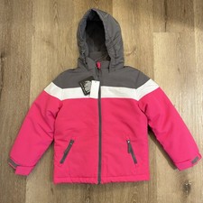 Roebuck Co. Youth Kids Pink White Grey Hooded Puffer Jacket Size M 5-6 Years