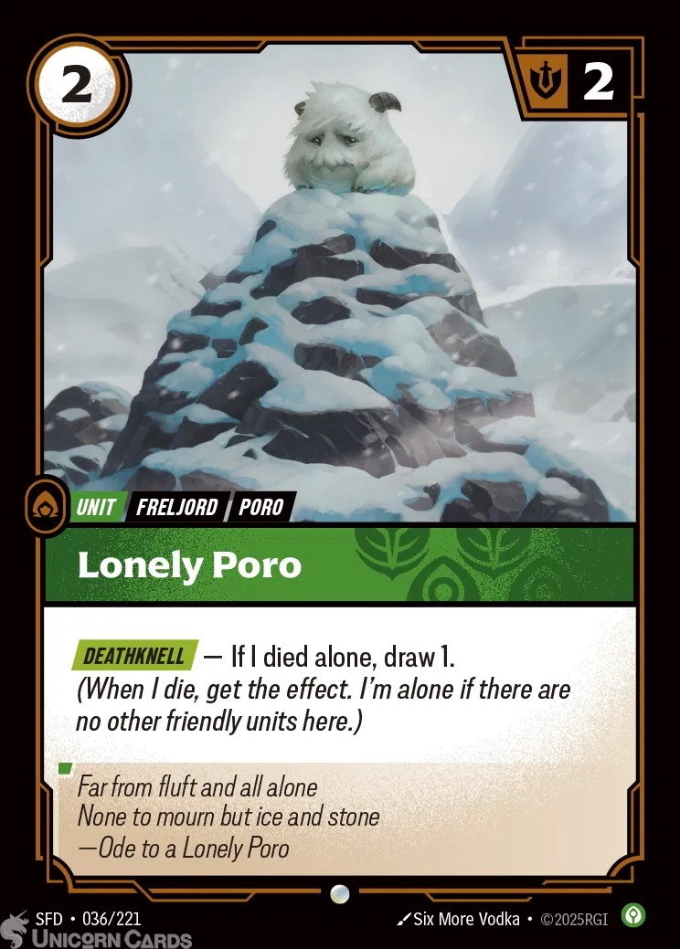 036/221 Lonely Poro : Common Riftbound TCG Card : Spiritforged
