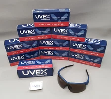 Lot Of 10 Honeywell UVEX SX0105X Adjustable Tinted Safety Glasses W/ Blue Frame
