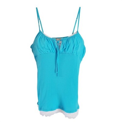 Camisole Milkmaid Babydoll Juniors XL Neptune Blue Lace Trim Bra Top Y2K