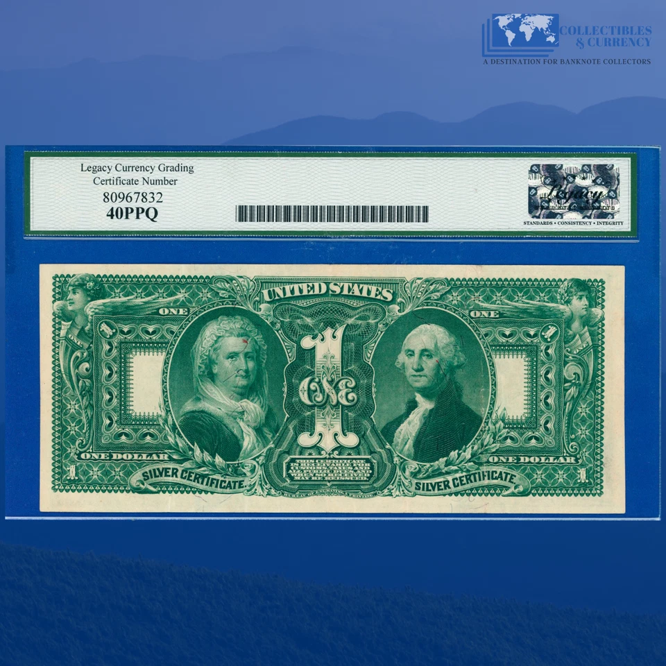 Fr.224 1896 $1 Silver Certificate "EDUCATIONAL NOTE" , LCG XF 40 PPQ #52991 - Image 2 of 3