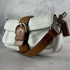 COACH Soho Leather Shoulder Bag White Brown 3683 Used