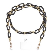 Acrylic Glasses Chain, Eyeglass Chain with Tether Tab for Women, Black