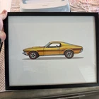 Custom Modified Gold Mustang Hotwheels Redline Inspired 11x14 Framed Canvas Art