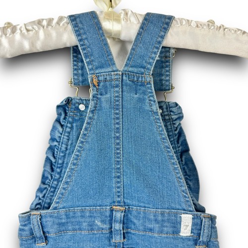 7 For All Mankind Jeans Pantaloncini Bavaglino Salopette Cinghie Regolabili Bambino Ragazza 18M - Foto 6 di 8