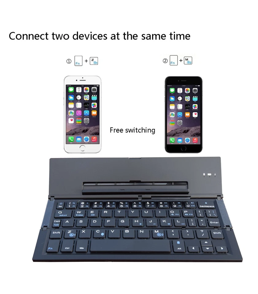 Foldable Bluetooth Keyboard Portable Folding Wireless Keyboard with Portable ... - Image 3 of 4