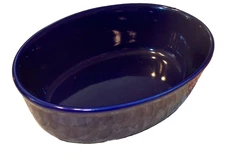 Temp-Tations Oval Mini Baking Dish Cobalt Blue High Gloss China Family Friendly
