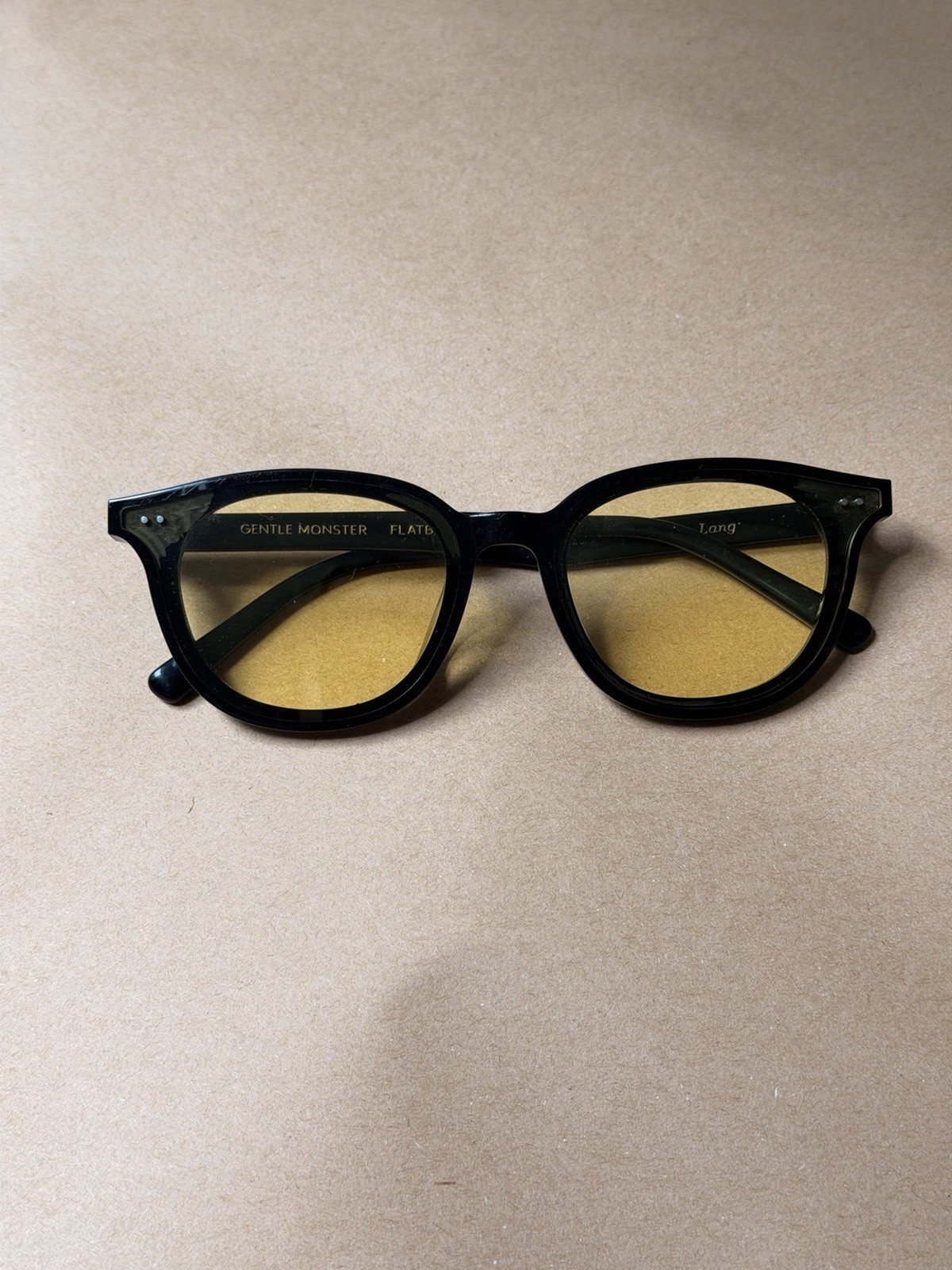 Gentle Monster Lang 01 Black Round Sunglasses Flatba Orange Lenses