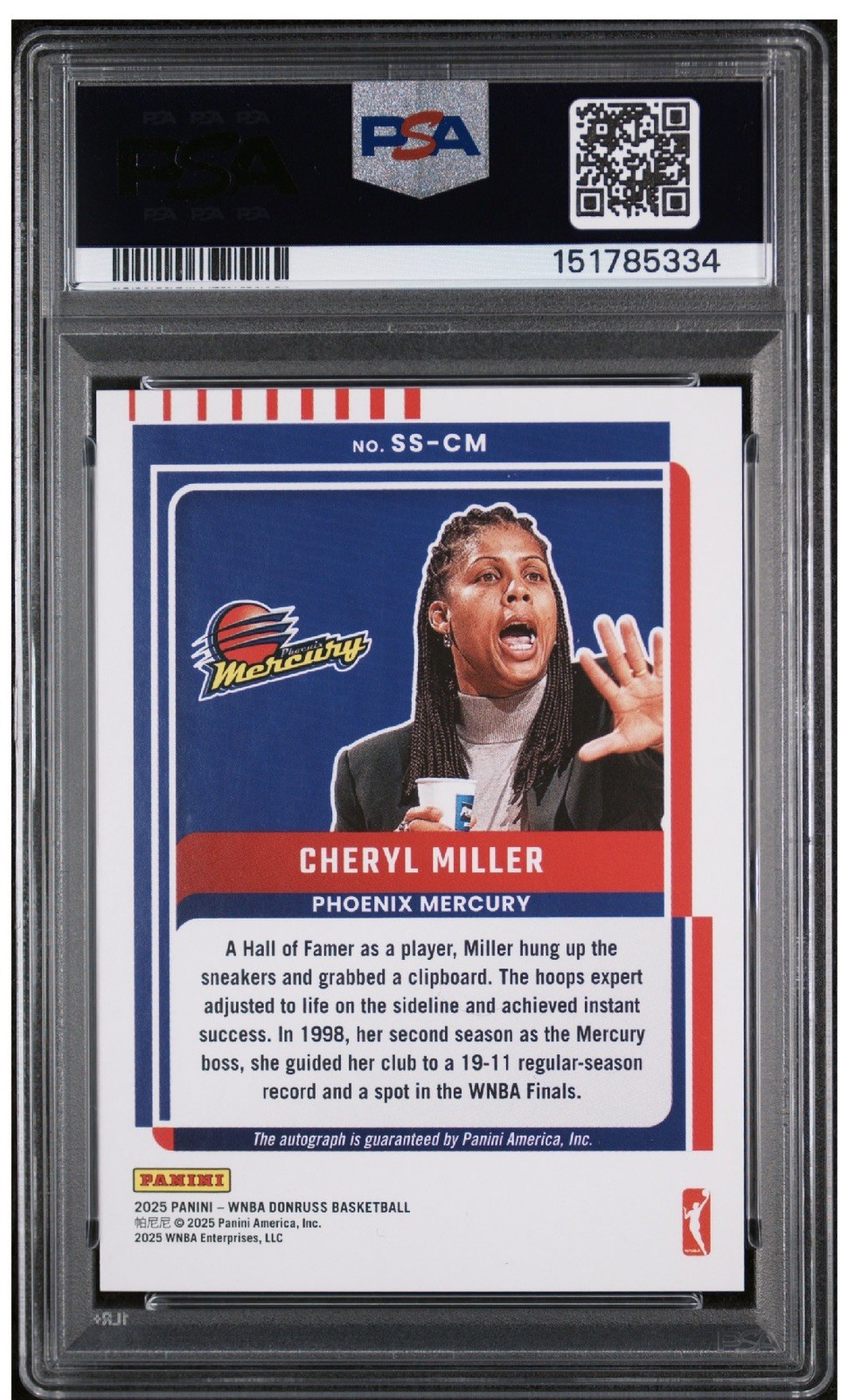 2025 Auto Holo Frame /49💎PSA 10💎CHERYL MILLER🏆Donruss SSP🏆WNBA GOAT🔥POP 1 view 3