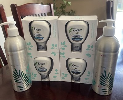 Dove Concentrate Body Wash Refill Daily Moisture Set of 4 With 2 Pump Bottles