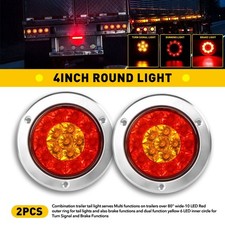 12V 16-LED Car Round Amber Red Taillights Vehicle Rear Fog Light Reverse Lamp 2x