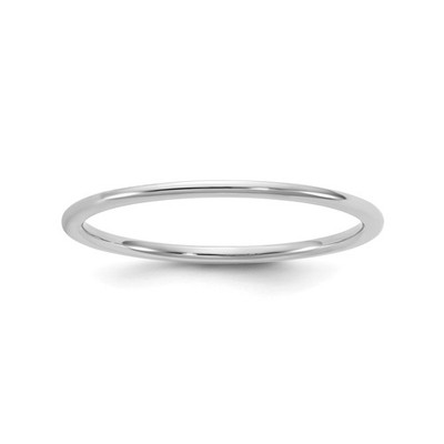 14K Weißgold Comfort-Fit Ehering, leichter 1mm massiver Ring, elegant
