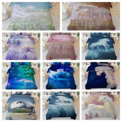 3D Unicorn Grass Floral Magic Colorful Quilt Cover Duvet Cover Comforter set