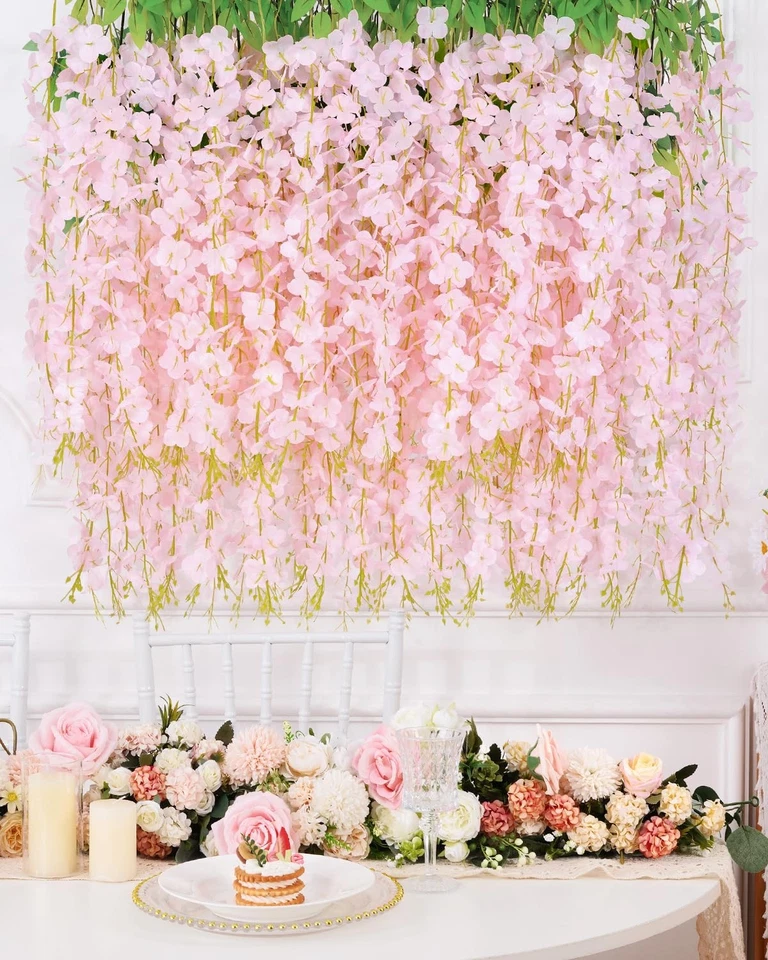 40 包浅粉色紫藤挂花,假挂花装饰... — 第 3/4 张图片