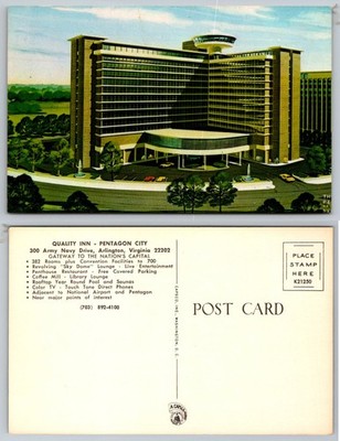 Quality Inn Pentagon City Arlington VA Revolving Sky Dome Lounge Postcard