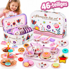 Kinder K&uuml;chenspielzeug Tee Party Set Spielzeug 46 St&uuml;ck Teeservice Metall Tassen