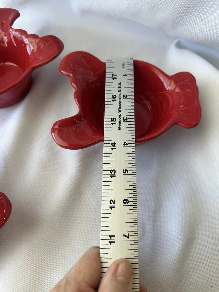 Juego de 3 platos de mantequilla con forma de langosta roja de gres Chantal mariscos parrilla de verano Foto 4 de 4