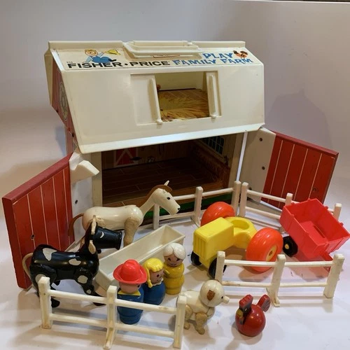 Vintage 1967 Fisher-Price Play Family Farm Barn Set & Silo