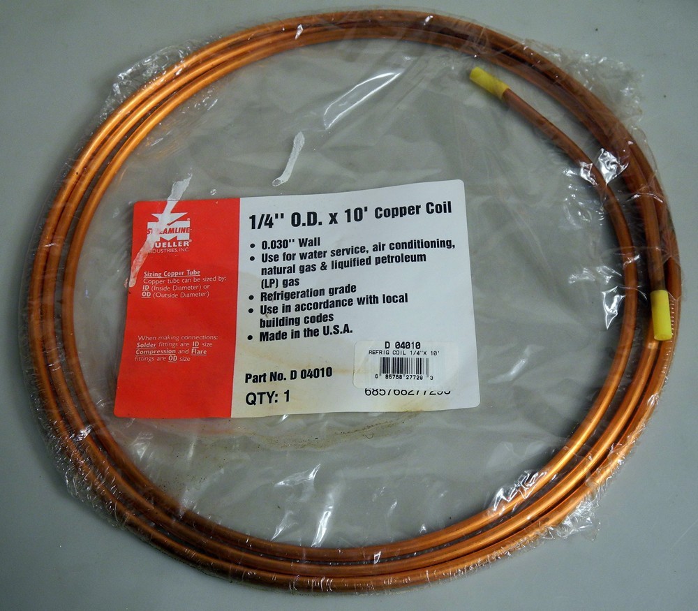 Copper Tubing Coil 1/4" x 10' Mueller Ind.  New
