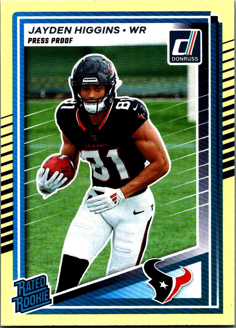 2025 Panini Donruss - Rated Rookie Jayden Higgins #334 Press Proof Yellow (RC)