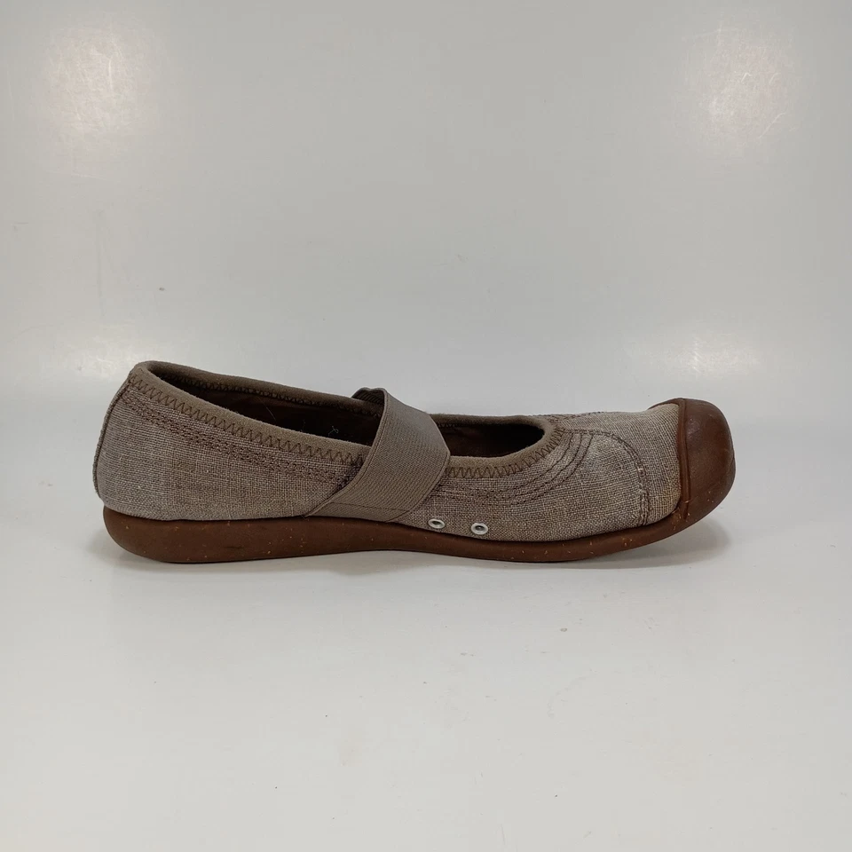 Zapatos Mary Jane Keen Sienna para mujer 9,5 marrón topo de lona sin cordones Foto 3 de 4